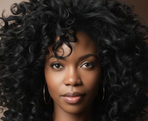 Realistic Black woman with curly hair giving an eye contact _20250208_213757_0000